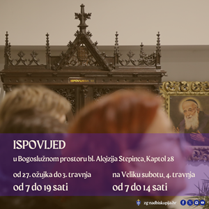 Raspored ispovijedanja uoči Uskrsa